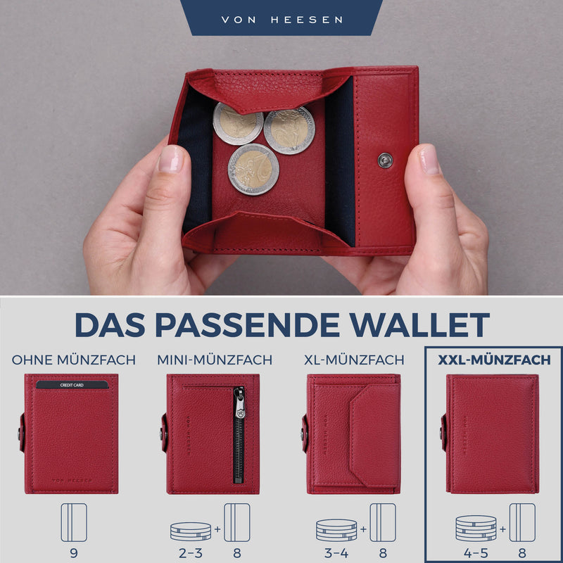 Slim Wallet mit RFID-Schutz, 5 Kartenfächer und XXL-Münzfach
