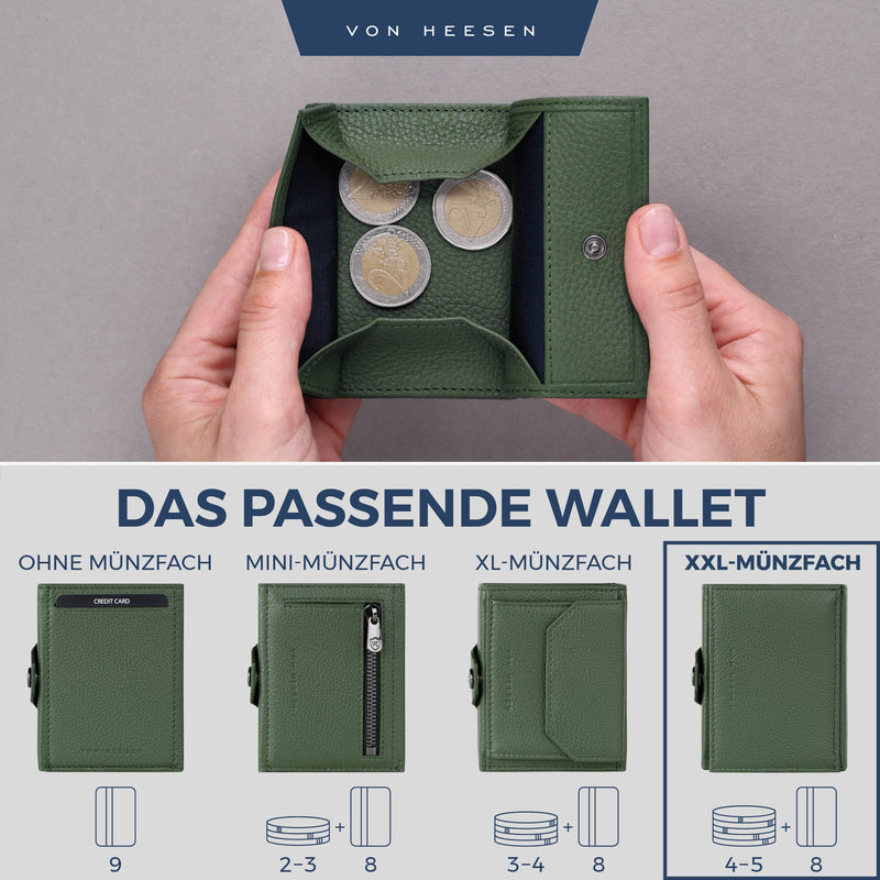 Slim Wallet mit RFID-Schutz, 5 Kartenfächer und XXL-Münzfach