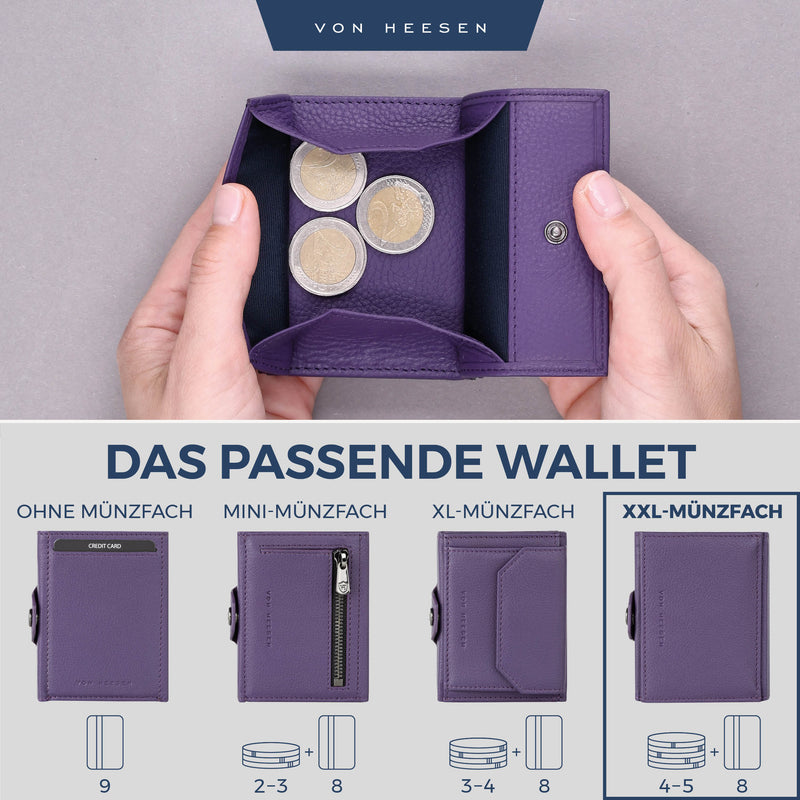 Slim Wallet mit RFID-Schutz, 5 Kartenfächer und XXL-Münzfach