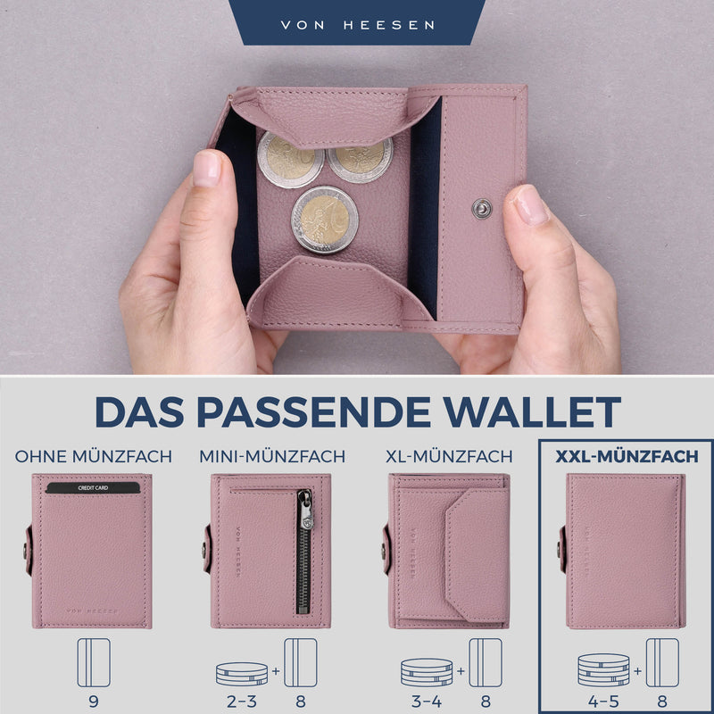 Slim Wallet mit RFID-Schutz, 5 Kartenfächer und XXL-Münzfach