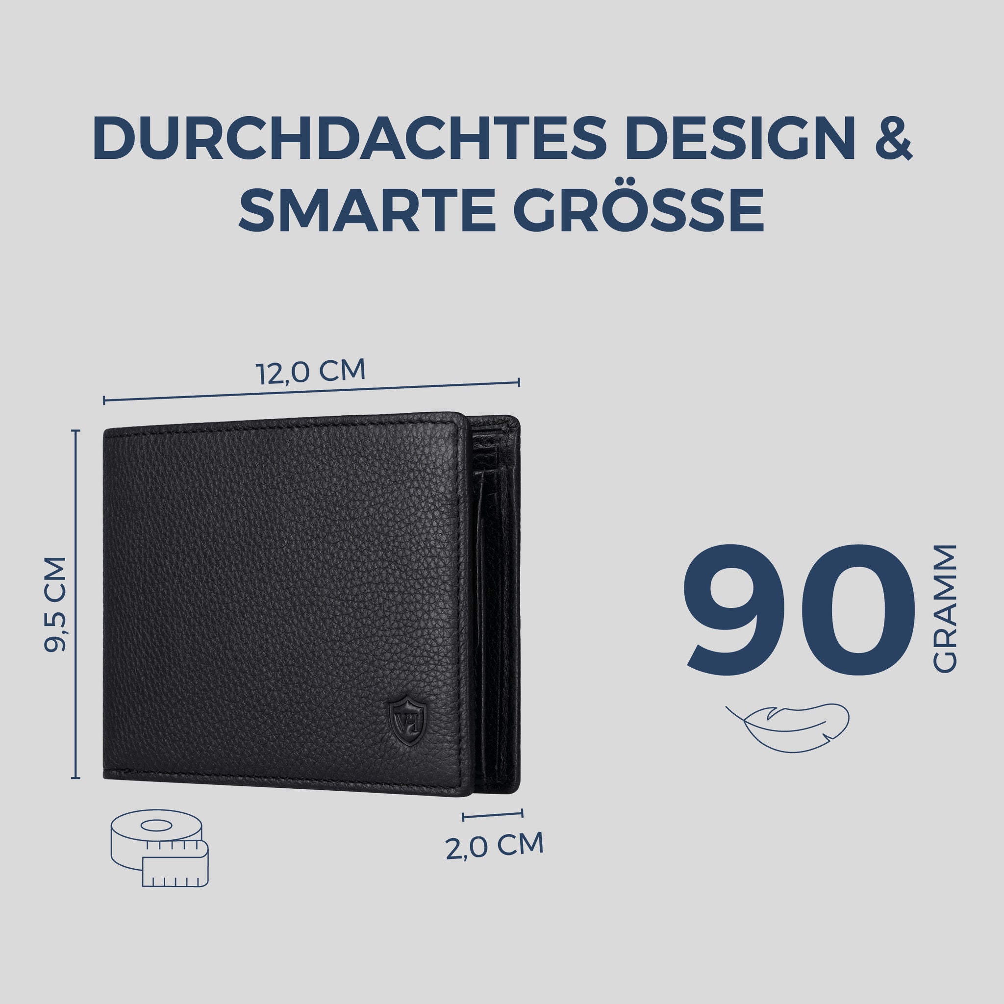 Geldbörse mit RFID-Schutz & 8 Kartenfächer (Genarbt)