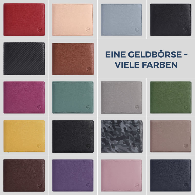 Geldbörse mit RFID-Schutz & 8 Kartenfächer (Carbon)