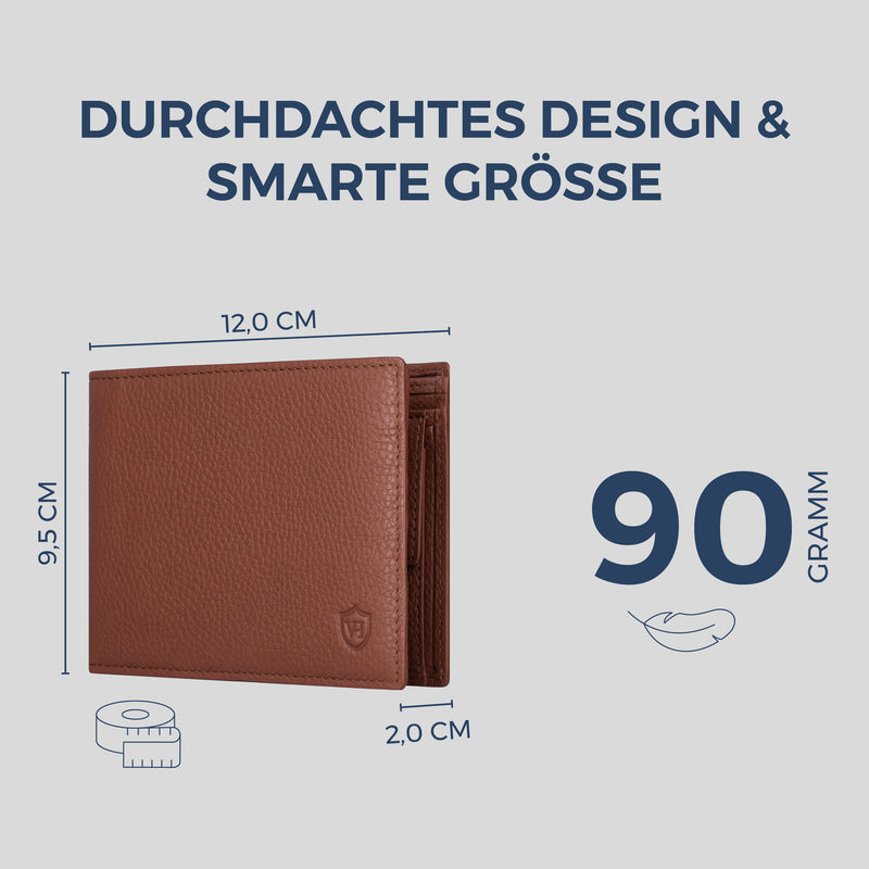 Geldbörse mit RFID-Schutz & 8 Kartenfächer (Genarbt)