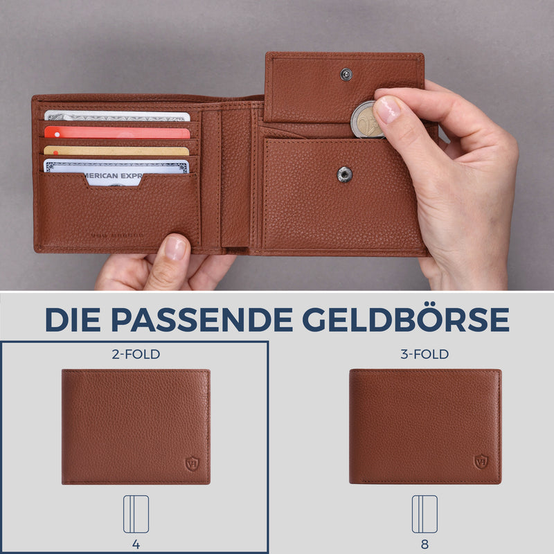 Geldbörse mit RFID-Schutz & 8 Kartenfächer (Genarbt)