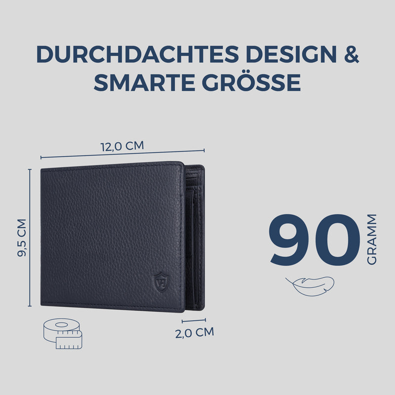 Geldbörse mit RFID-Schutz & 8 Kartenfächer (Genarbt)