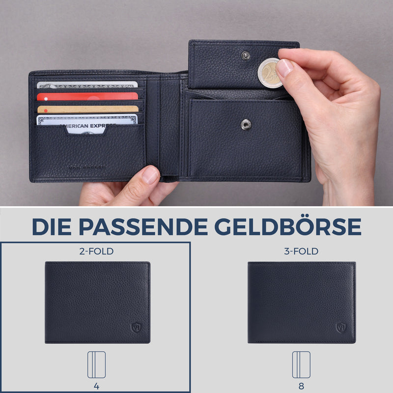 Geldbörse mit RFID-Schutz & 8 Kartenfächer (Genarbt)