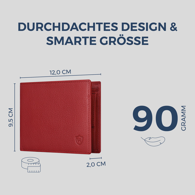Geldbörse mit RFID-Schutz & 8 Kartenfächer (Genarbt)