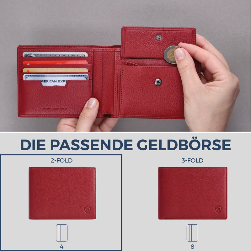 Geldbörse mit RFID-Schutz & 8 Kartenfächer (Genarbt)