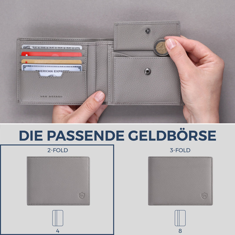 Geldbörse mit RFID-Schutz & 8 Kartenfächer (Genarbt)
