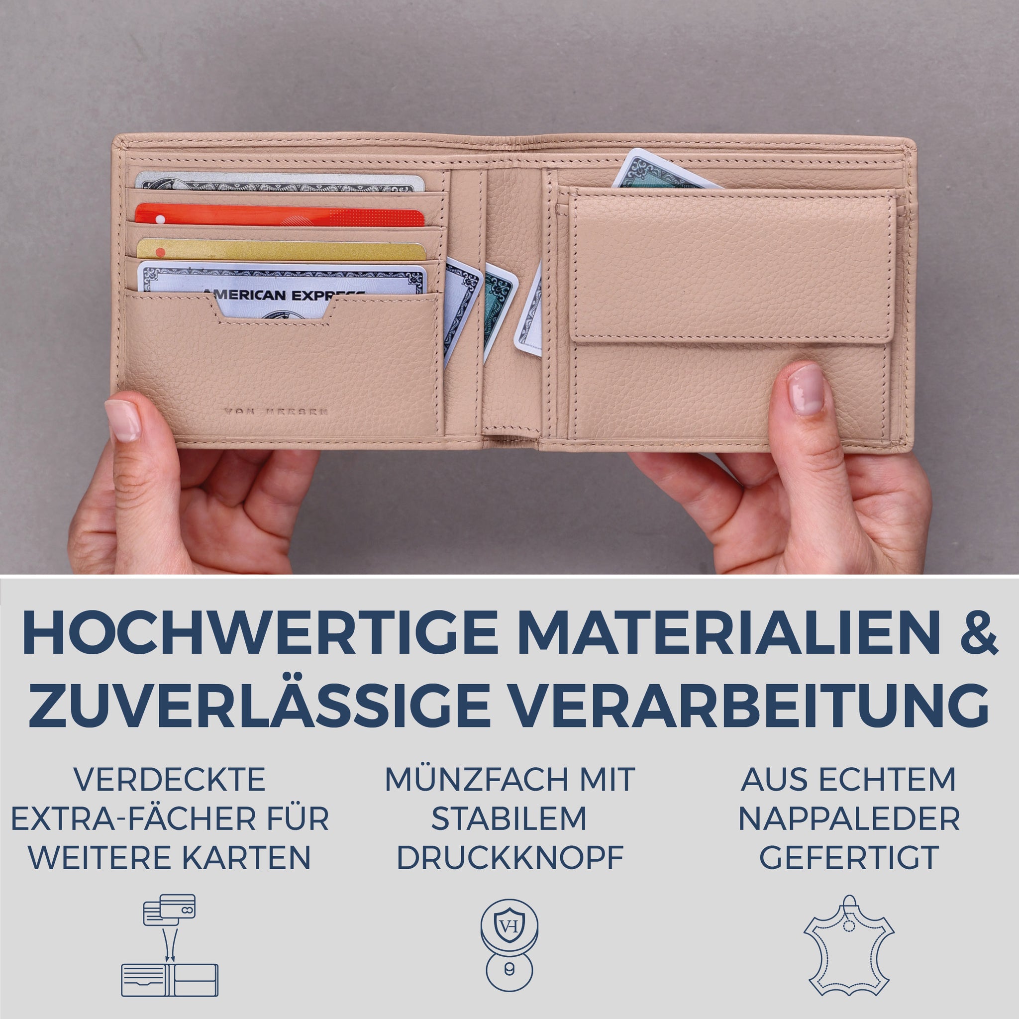 Geldbörse mit RFID-Schutz & 8 Kartenfächer (Genarbt)