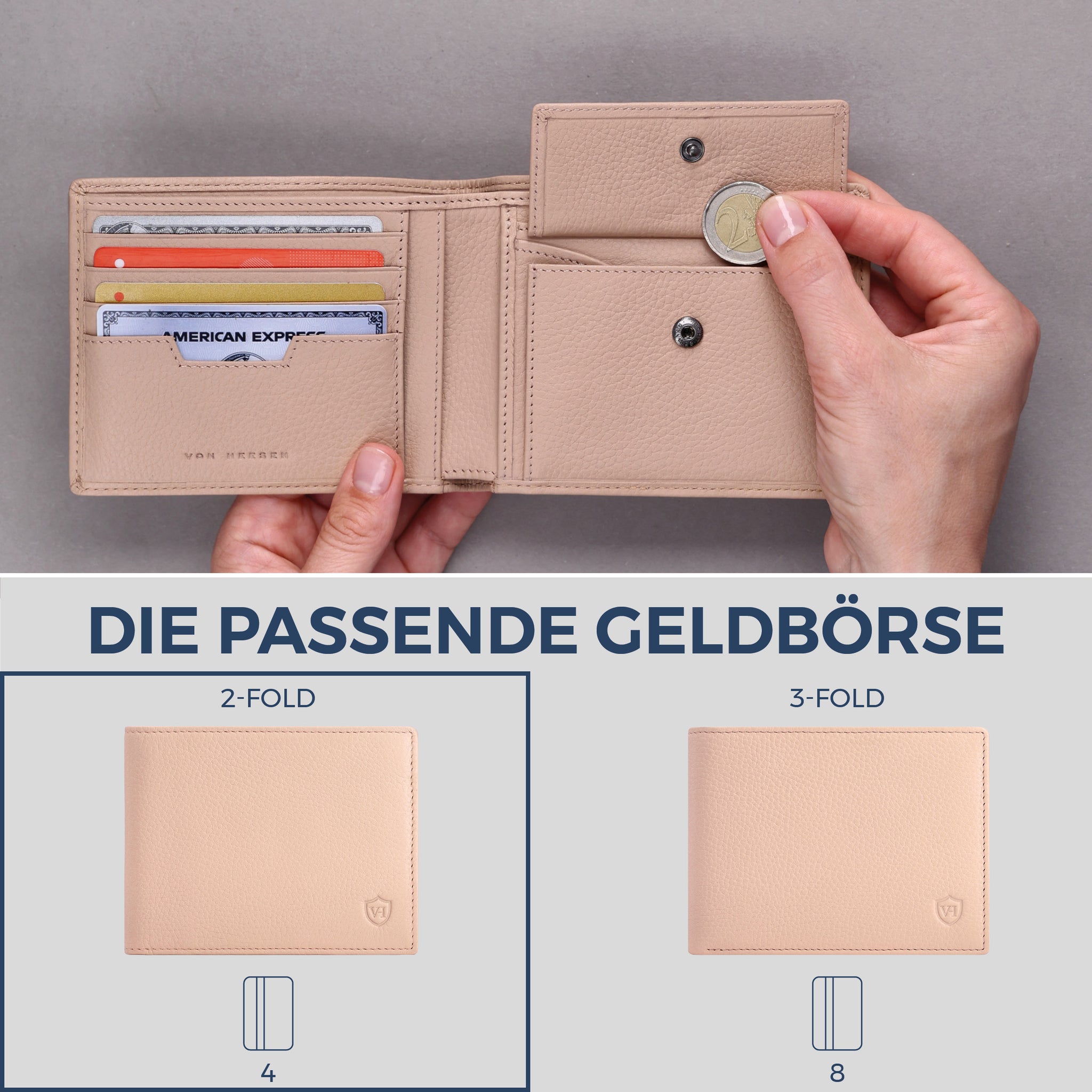 Geldbörse mit RFID-Schutz & 8 Kartenfächer (Genarbt)