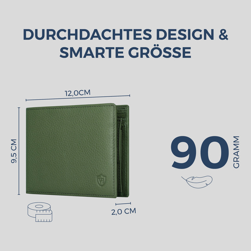 Geldbörse mit RFID-Schutz & 8 Kartenfächer (Genarbt)