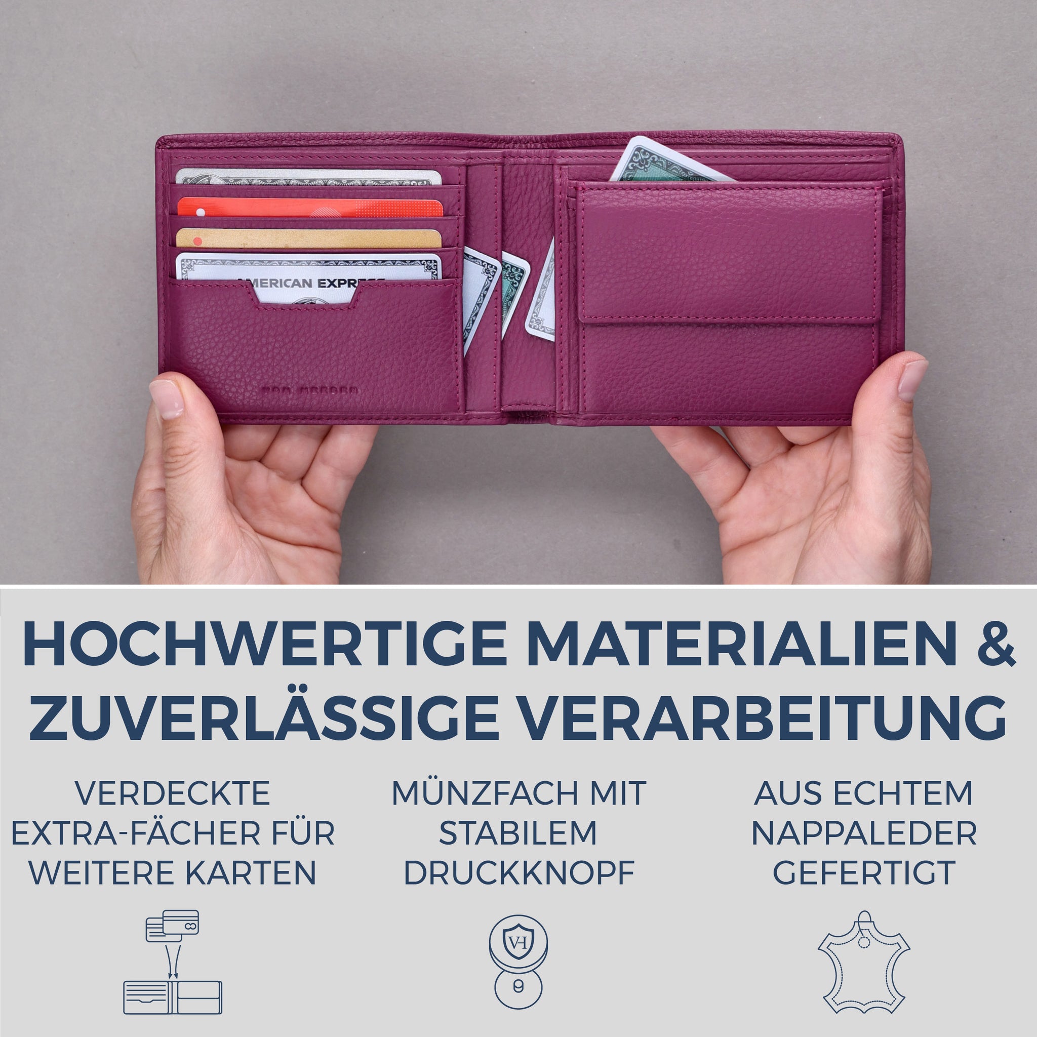 Geldbörse mit RFID-Schutz & 8 Kartenfächer (Genarbt)