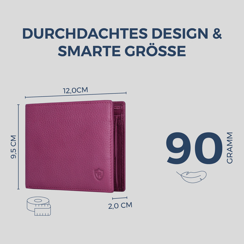 Geldbörse mit RFID-Schutz & 8 Kartenfächer (Genarbt)