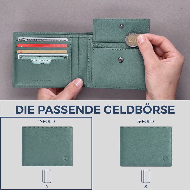 Geldbörse mit RFID-Schutz & 8 Kartenfächer (Genarbt)