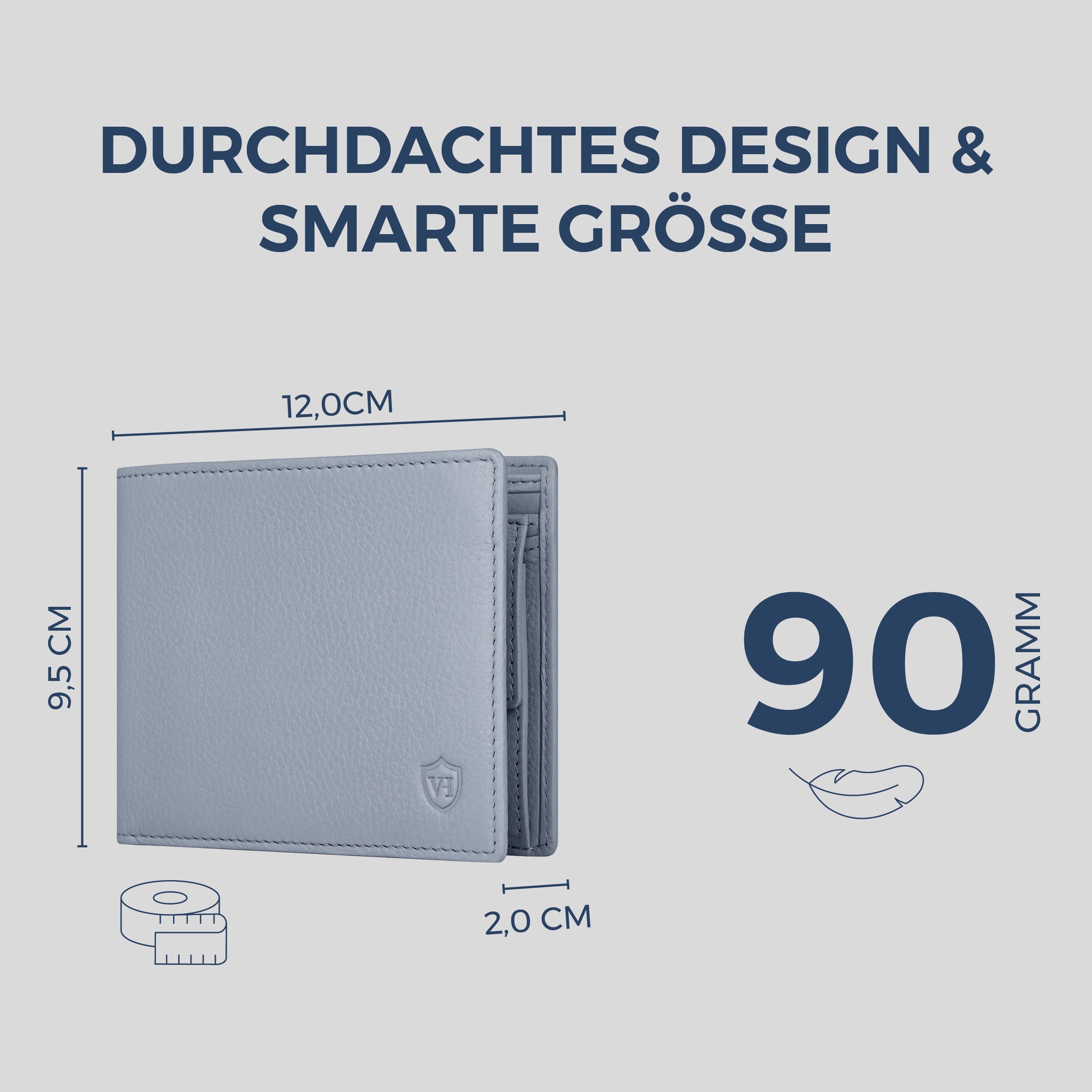 Geldbörse mit RFID-Schutz & 8 Kartenfächer (Genarbt)