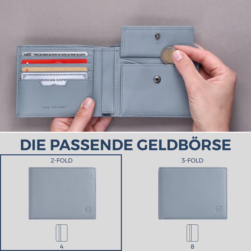Geldbörse mit RFID-Schutz & 8 Kartenfächer (Genarbt)