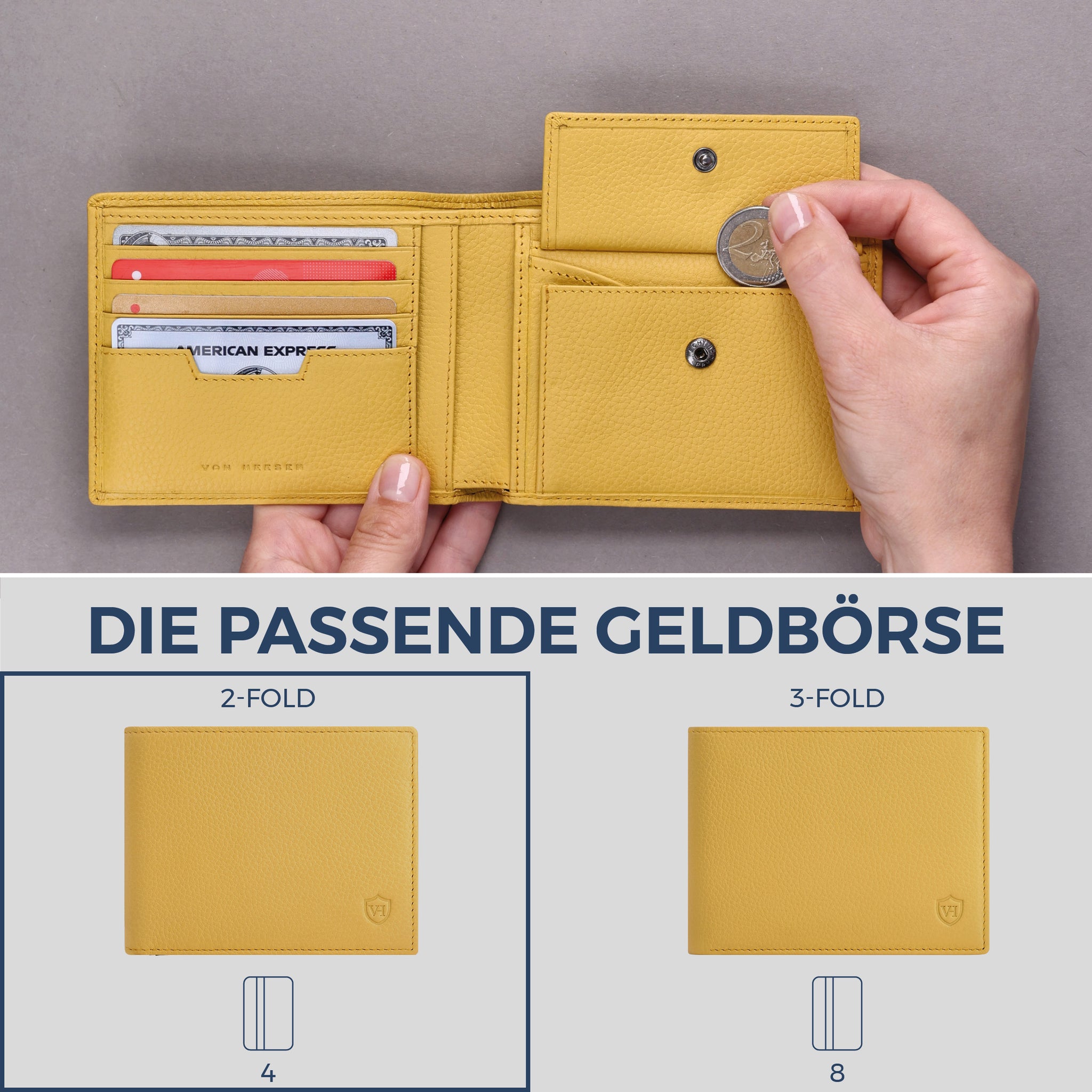 Geldbörse mit RFID-Schutz & 8 Kartenfächer (Genarbt)