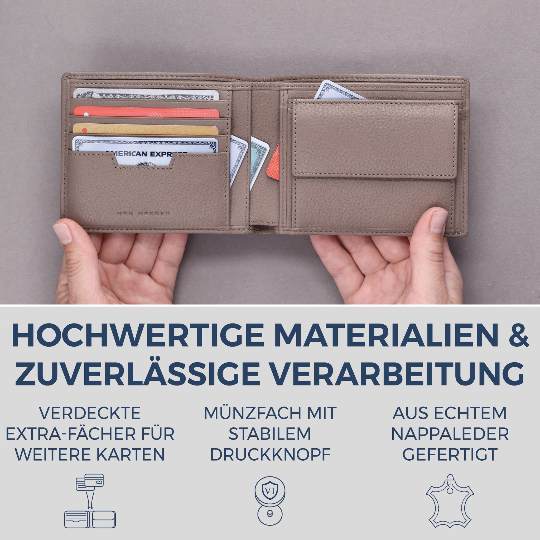 Geldbörse mit RFID-Schutz & 8 Kartenfächer (Genarbt)