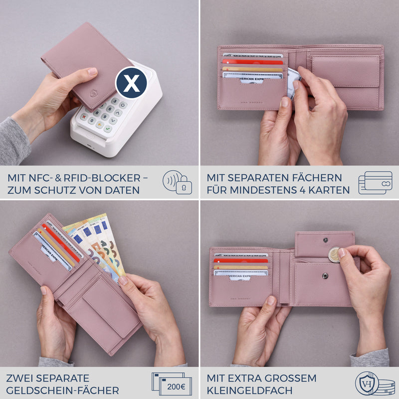 Geldbörse mit RFID-Schutz & 8 Kartenfächer (Genarbt)