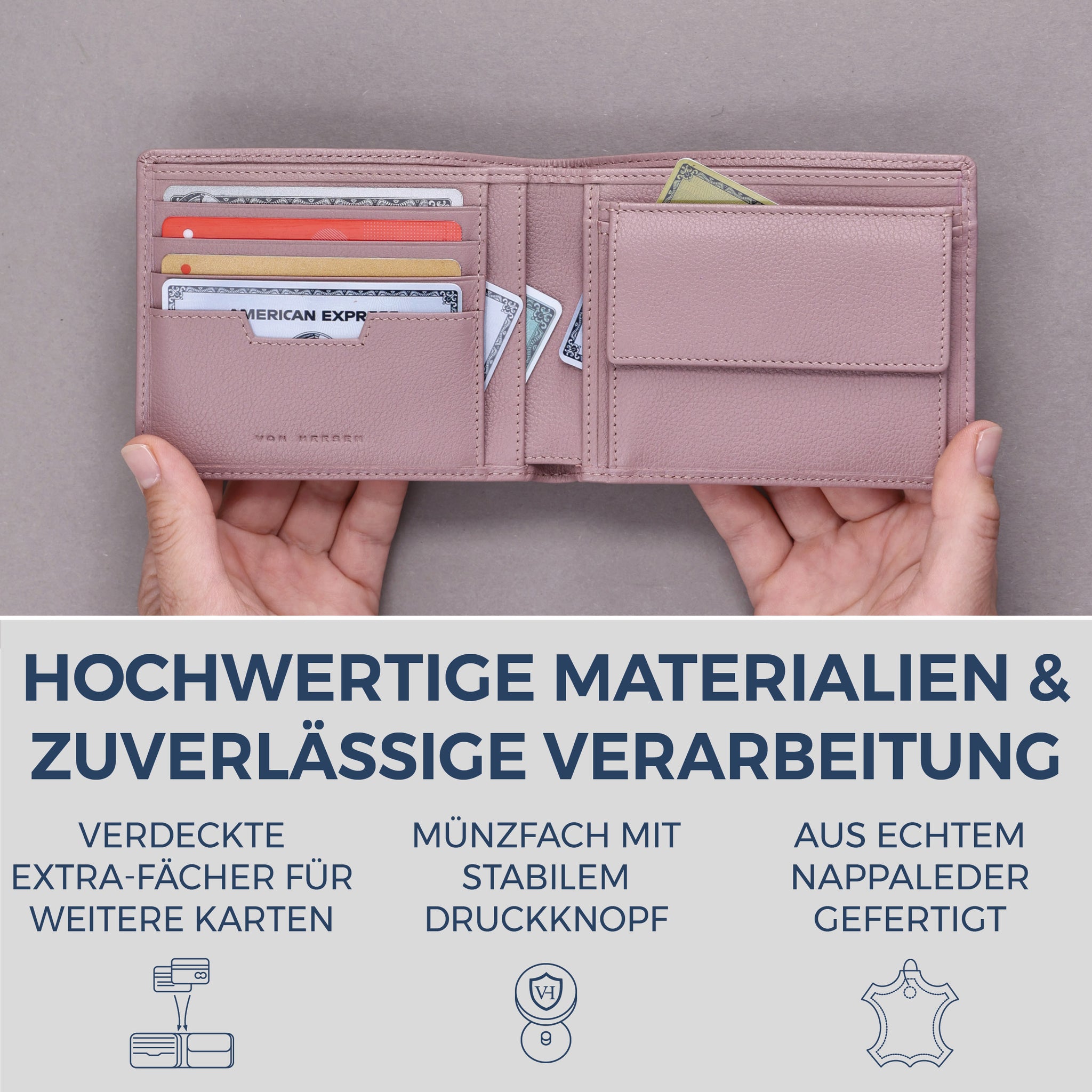 Geldbörse mit RFID-Schutz & 8 Kartenfächer (Genarbt)