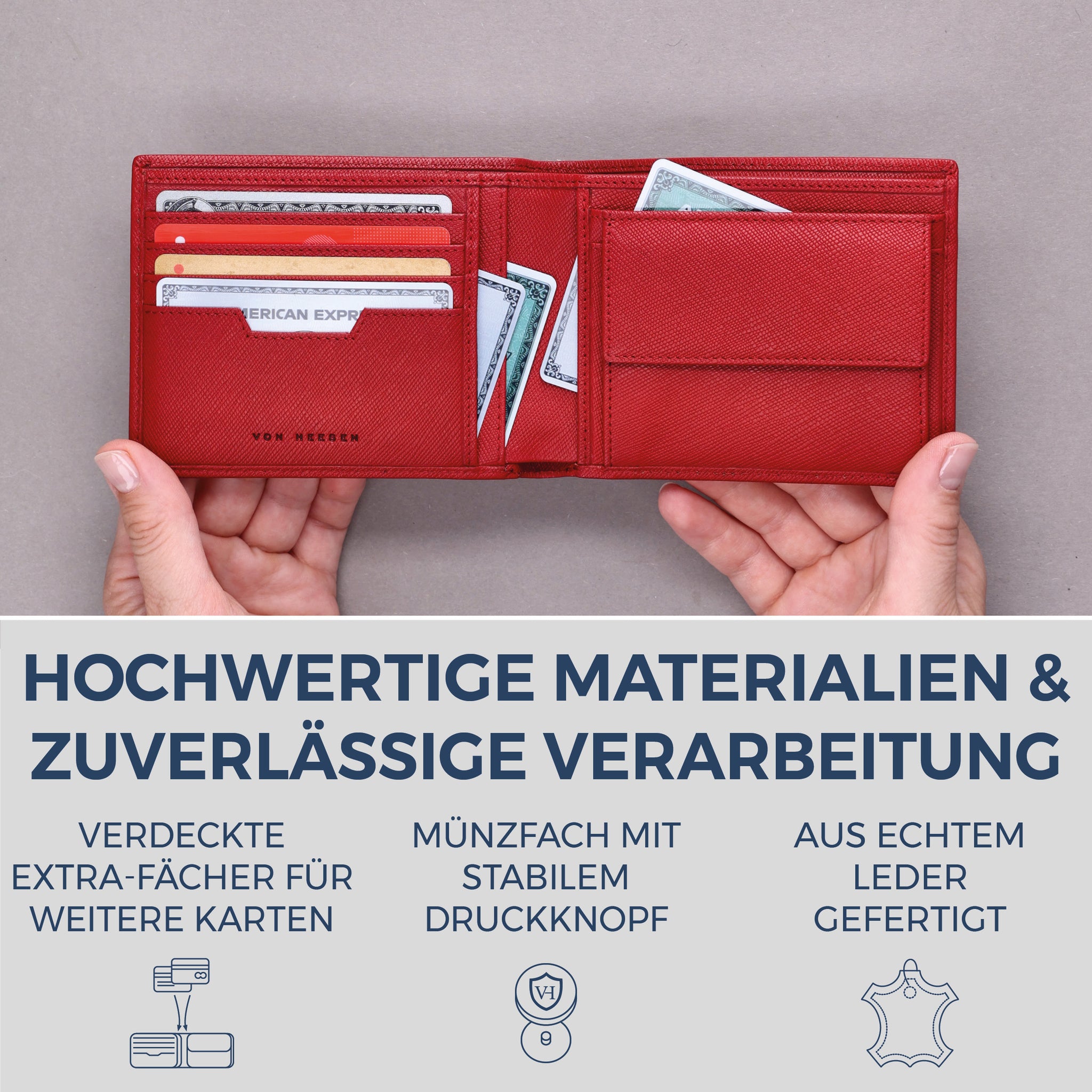 Geldbörse mit RFID-Schutz & 8 Kartenfächer (Saffiano)