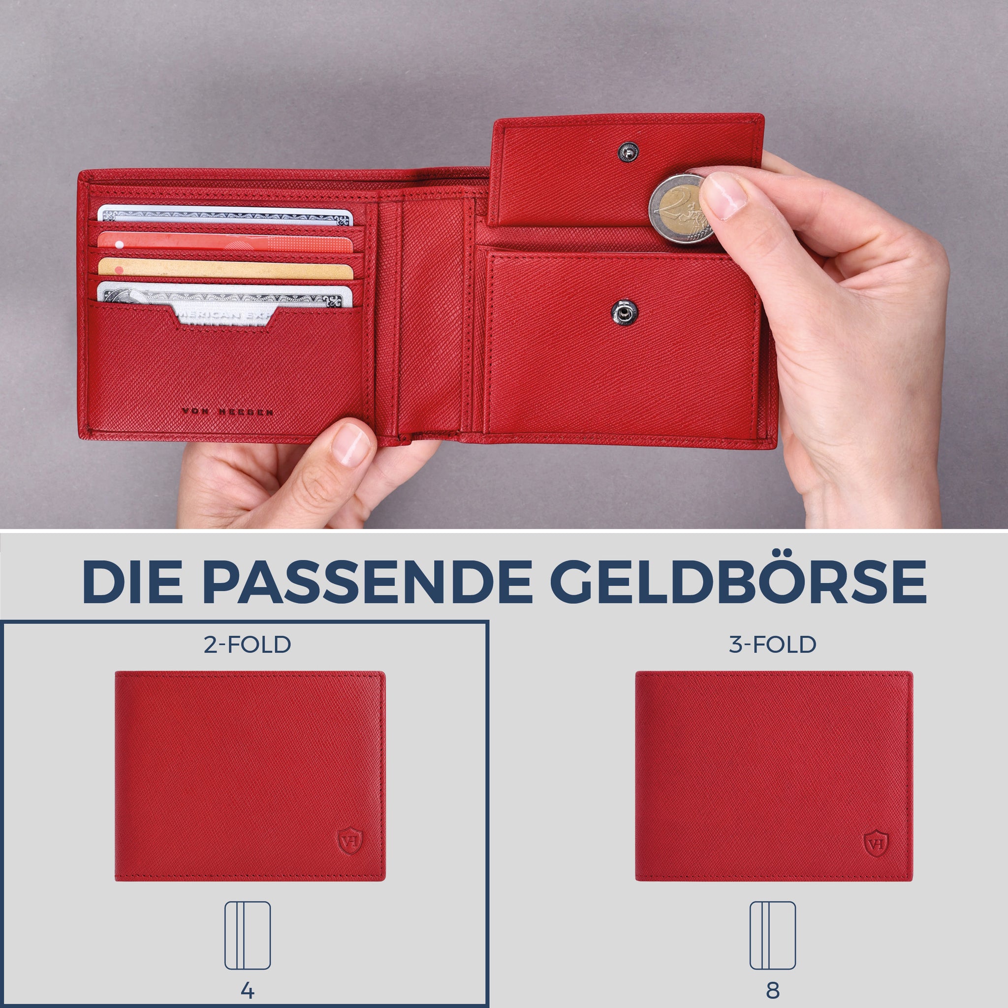 Geldbörse mit RFID-Schutz & 8 Kartenfächer (Saffiano)