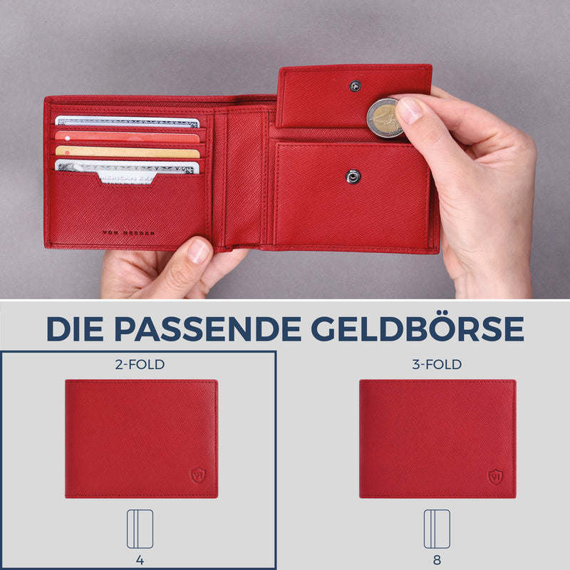 Geldbörse mit RFID-Schutz & 8 Kartenfächer (Saffiano)