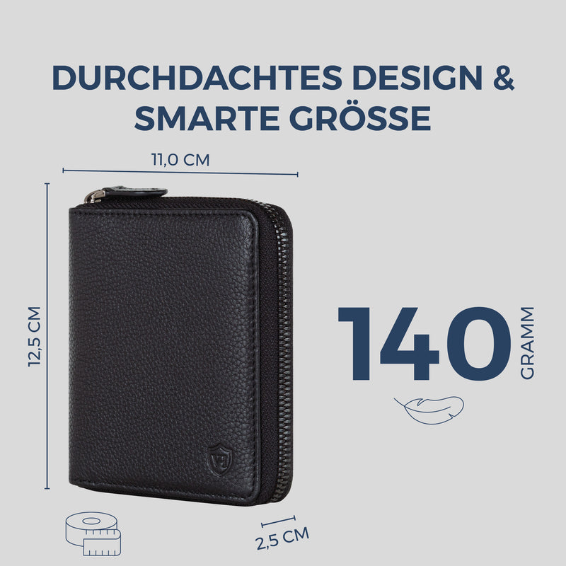 Geldbörse mit RFID-Schutz & 12 Kartenfächer (Genarbt)