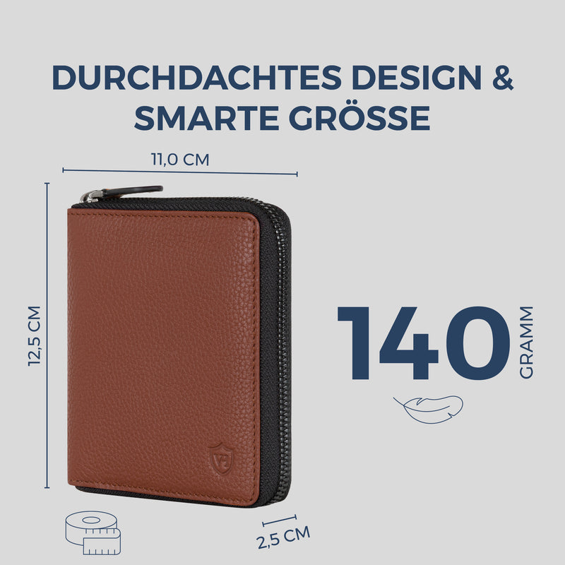 Geldbörse mit RFID-Schutz & 12 Kartenfächer (Genarbt)