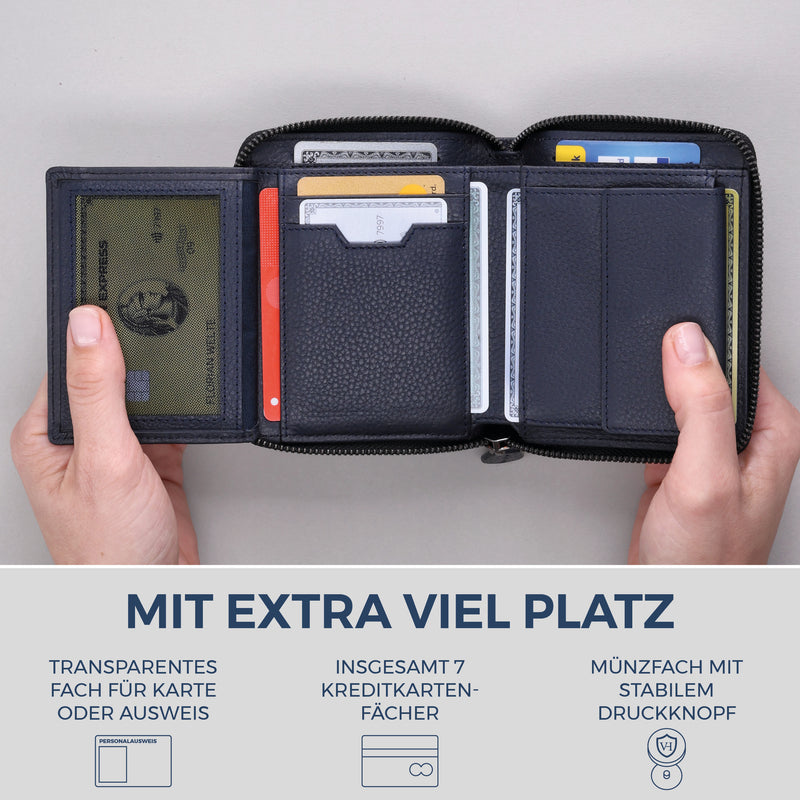 Geldbörse mit RFID-Schutz & 12 Kartenfächer (Genarbt)