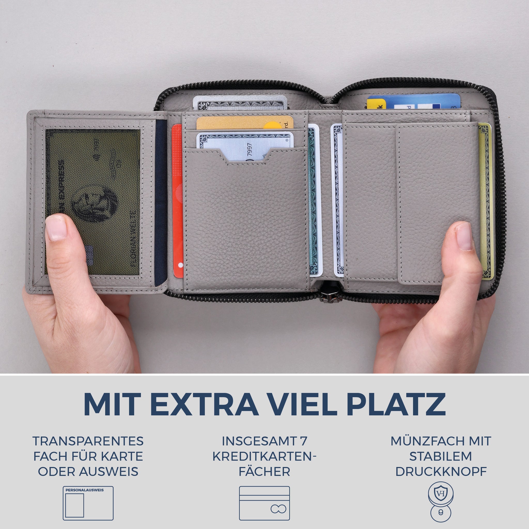 Geldbörse mit RFID-Schutz & 12 Kartenfächer (Genarbt)