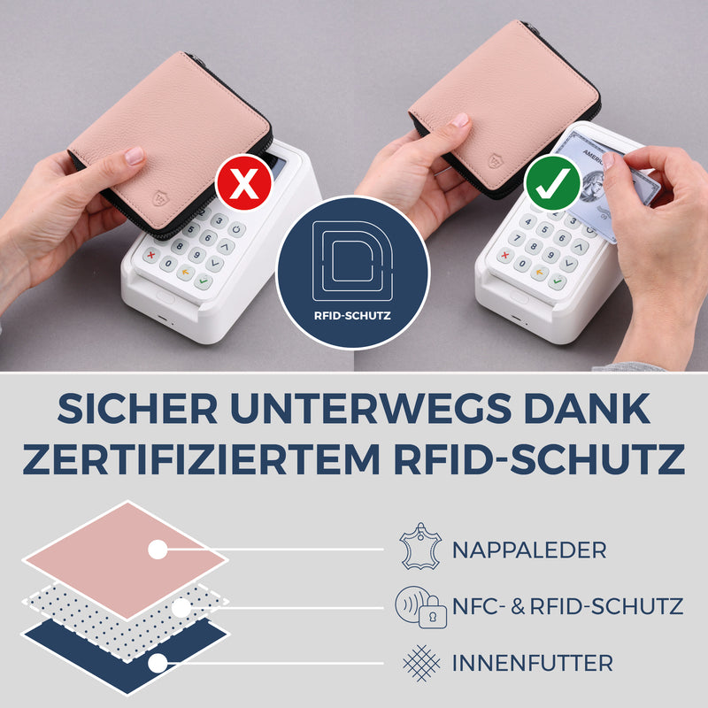 Geldbörse mit RFID-Schutz & 12 Kartenfächer (Genarbt)