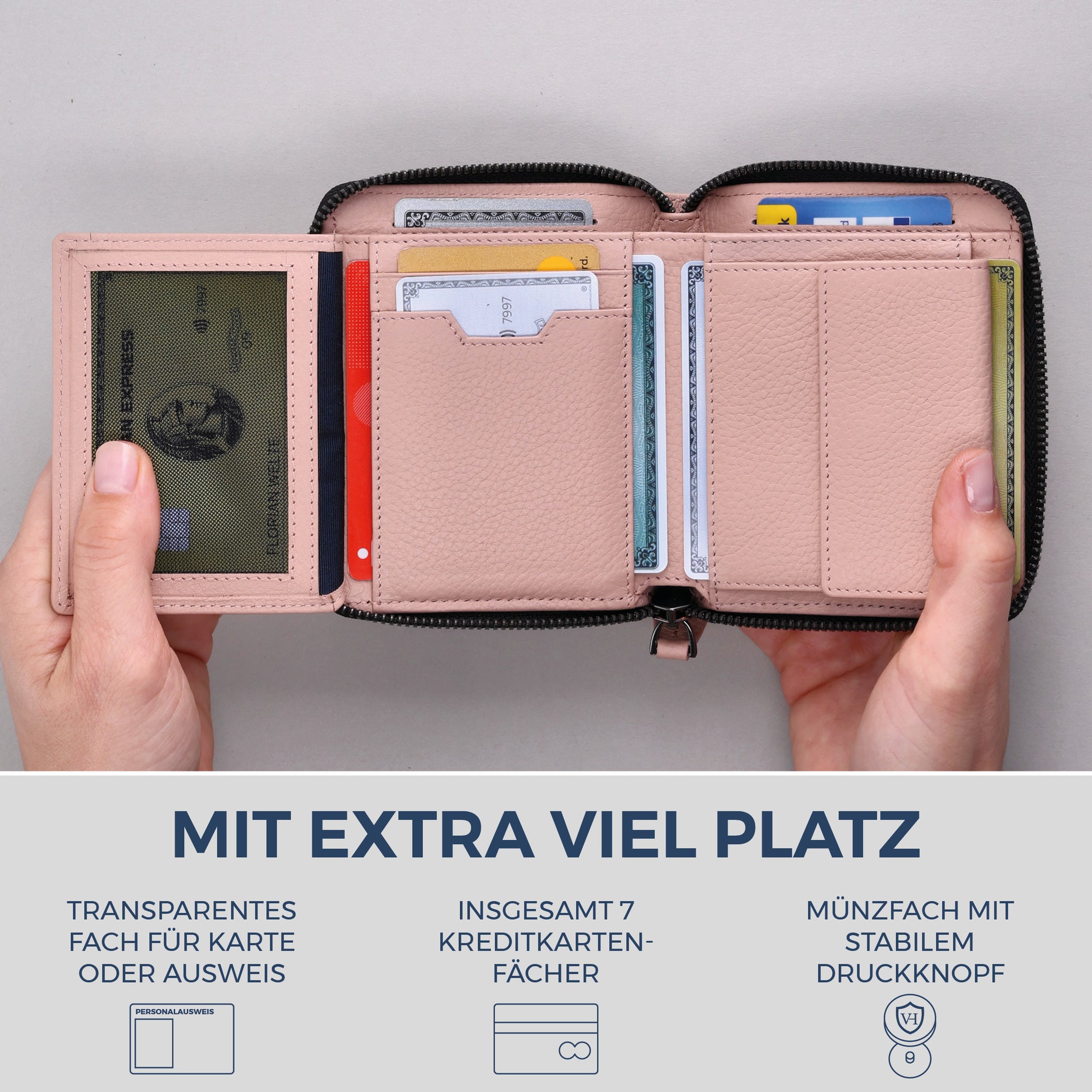 Geldbörse mit RFID-Schutz & 12 Kartenfächer (Genarbt)