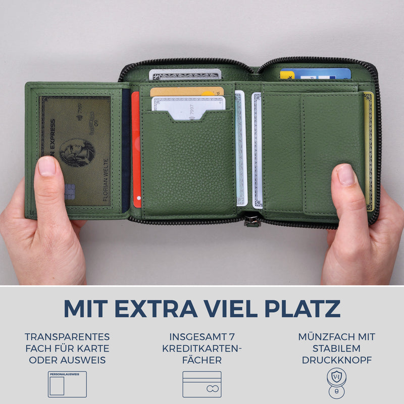 Geldbörse mit RFID-Schutz & 12 Kartenfächer (Genarbt)