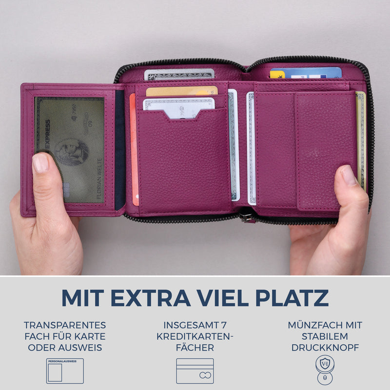 Geldbörse mit RFID-Schutz & 12 Kartenfächer (Genarbt)