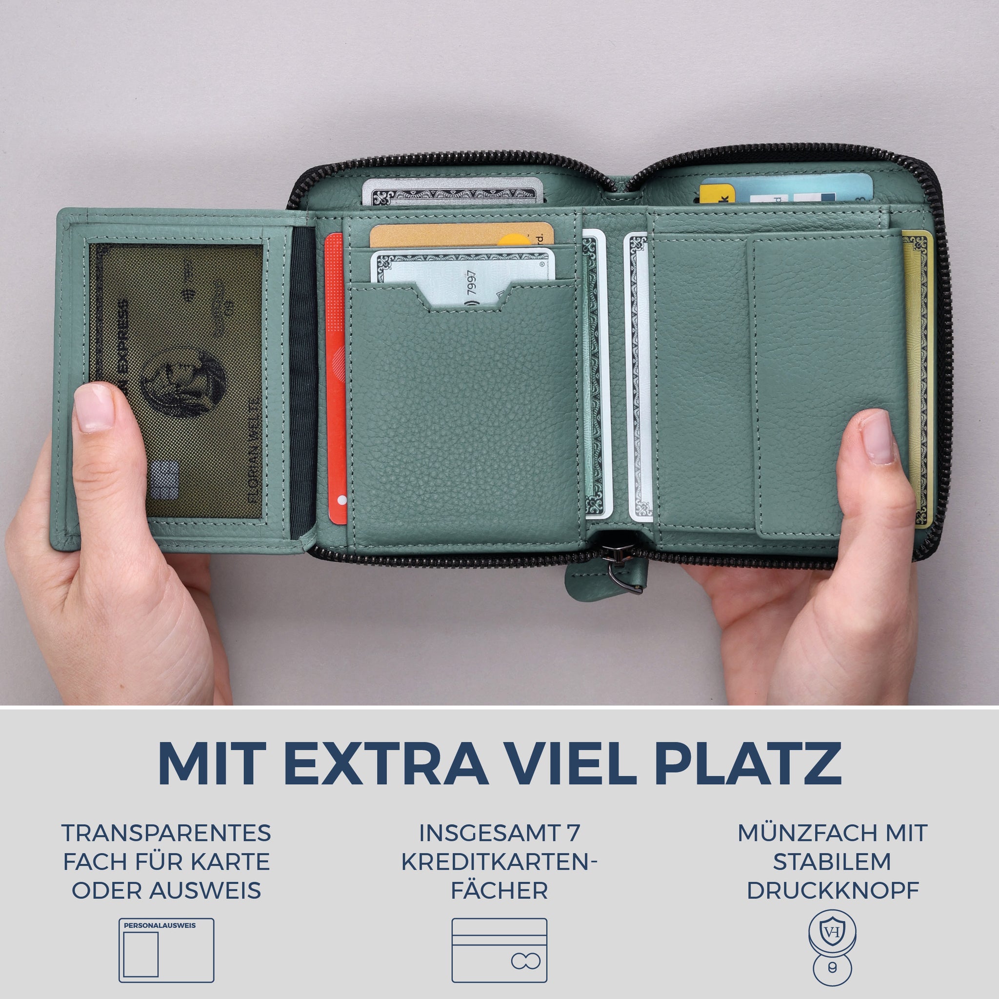 Geldbörse mit RFID-Schutz & 12 Kartenfächer (Genarbt)