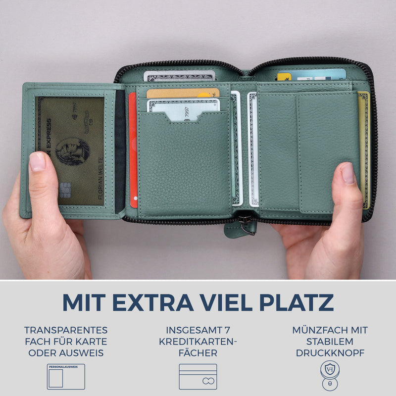 Geldbörse mit RFID-Schutz & 12 Kartenfächer (Genarbt)