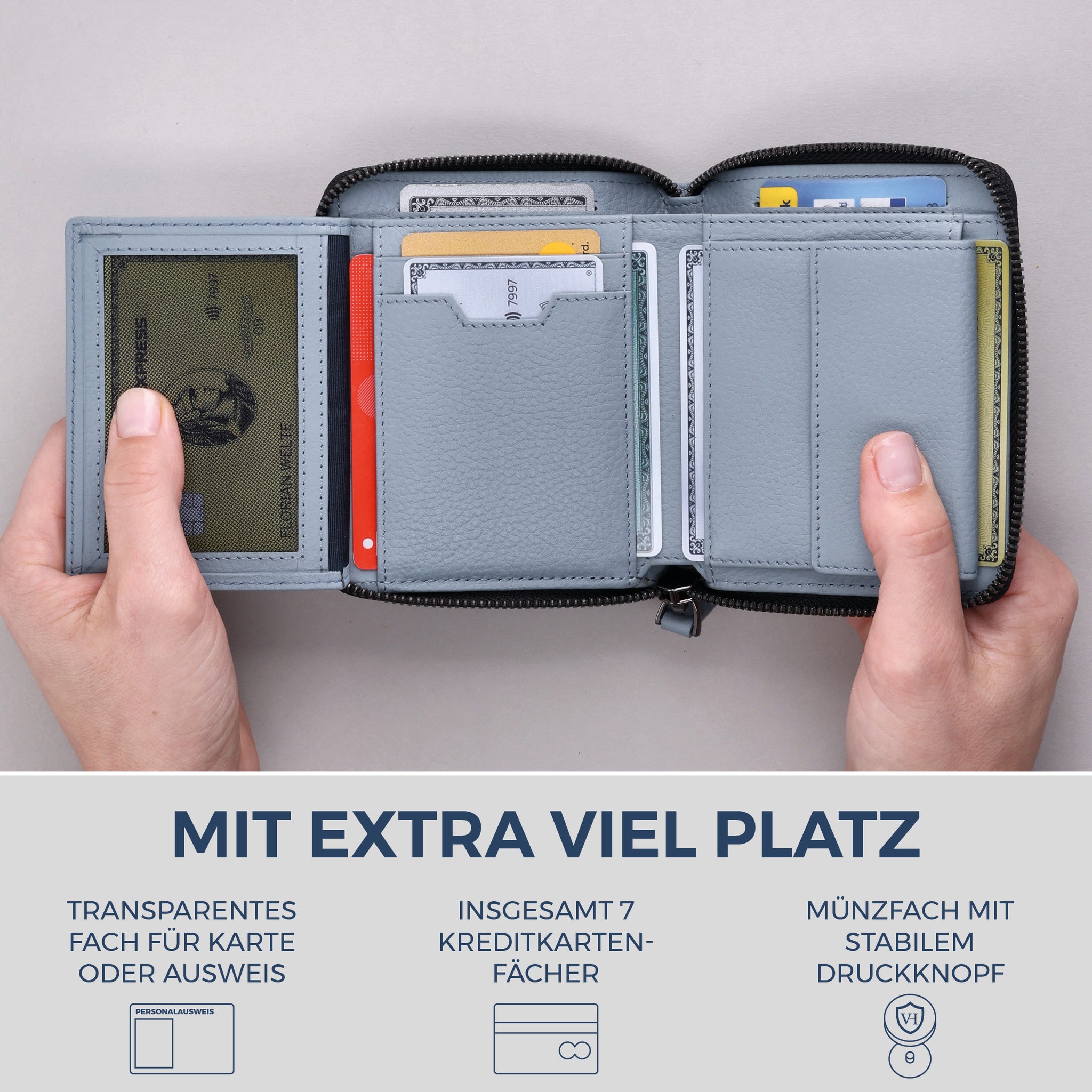 Geldbörse mit RFID-Schutz & 12 Kartenfächer (Genarbt)