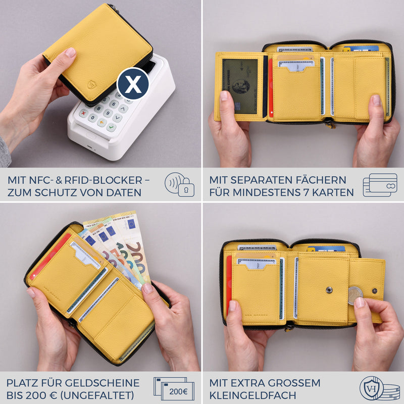 Geldbörse mit RFID-Schutz & 12 Kartenfächer (Genarbt)