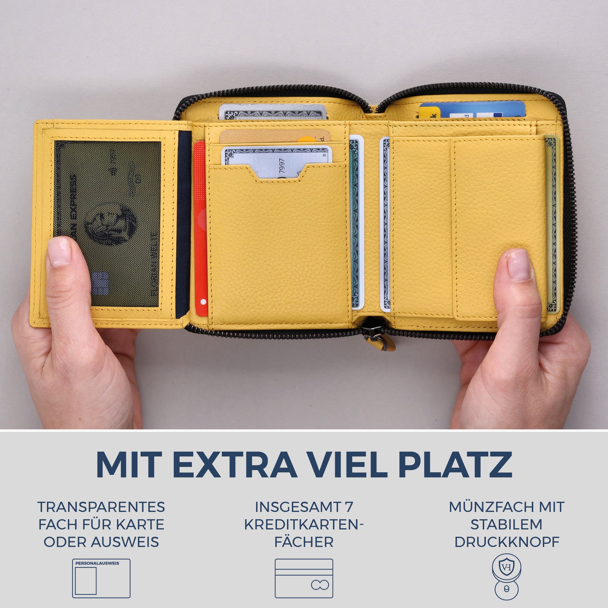 Geldbörse mit RFID-Schutz & 12 Kartenfächer (Genarbt)