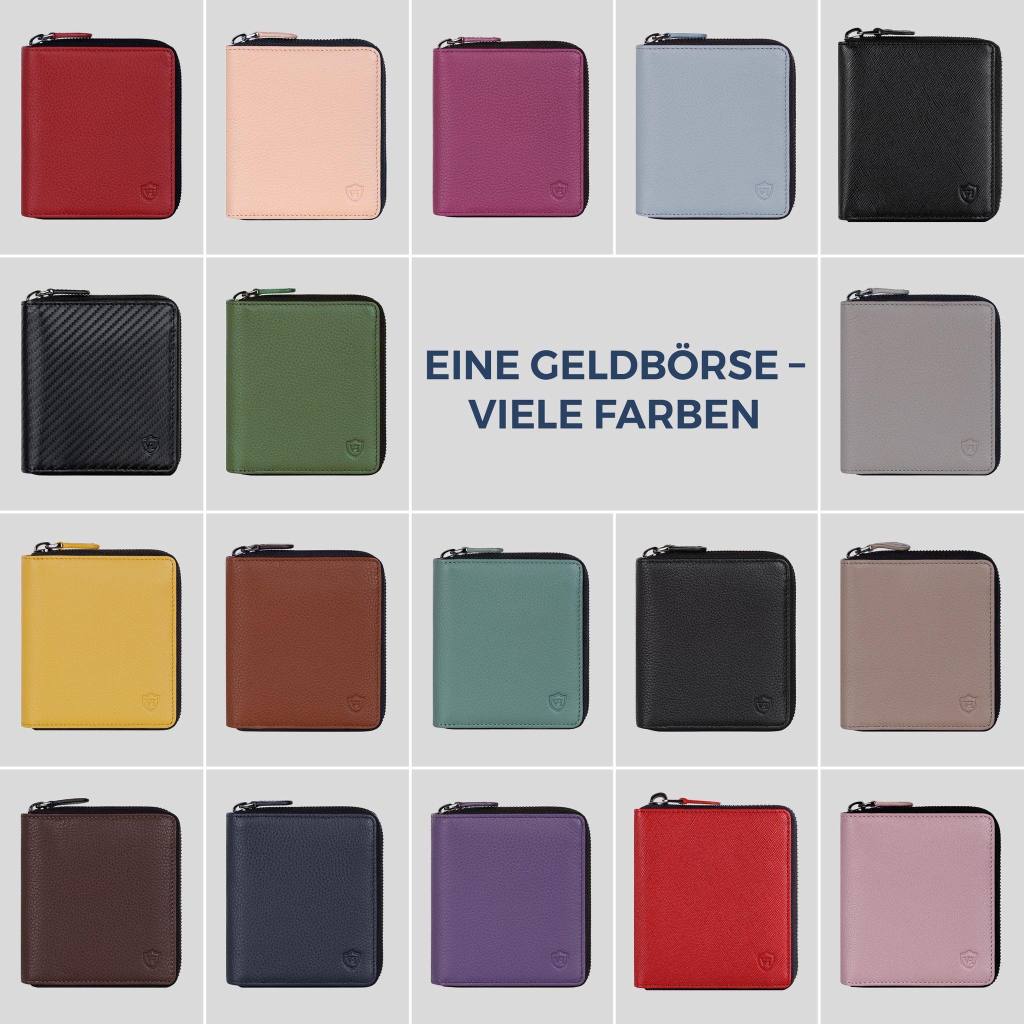Geldbörse mit RFID-Schutz & 12 Kartenfächer (Genarbt)