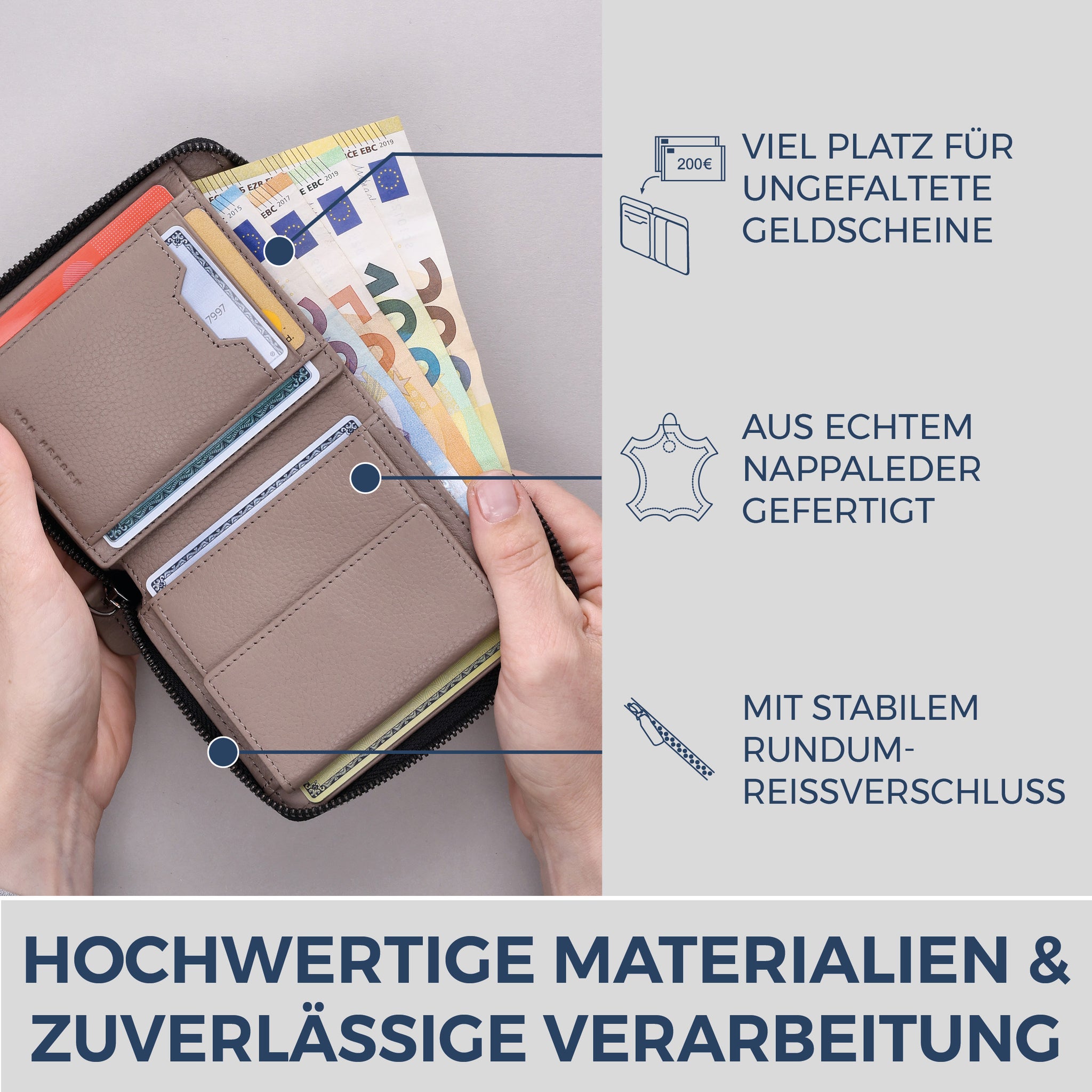 Geldbörse mit RFID-Schutz & 12 Kartenfächer (Genarbt)