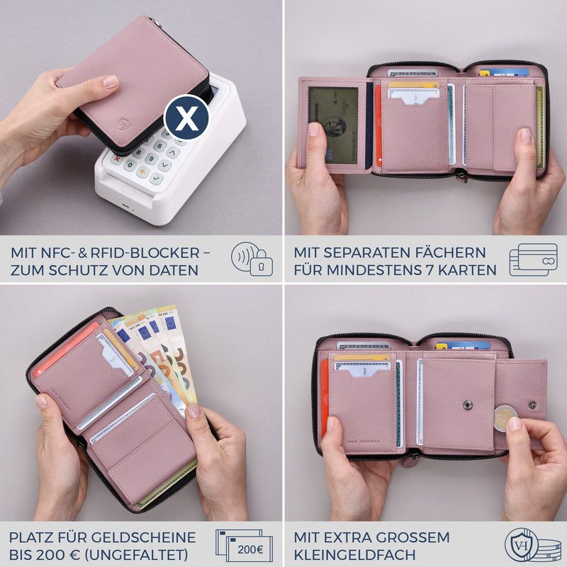 Geldbörse mit RFID-Schutz & 12 Kartenfächer (Genarbt)
