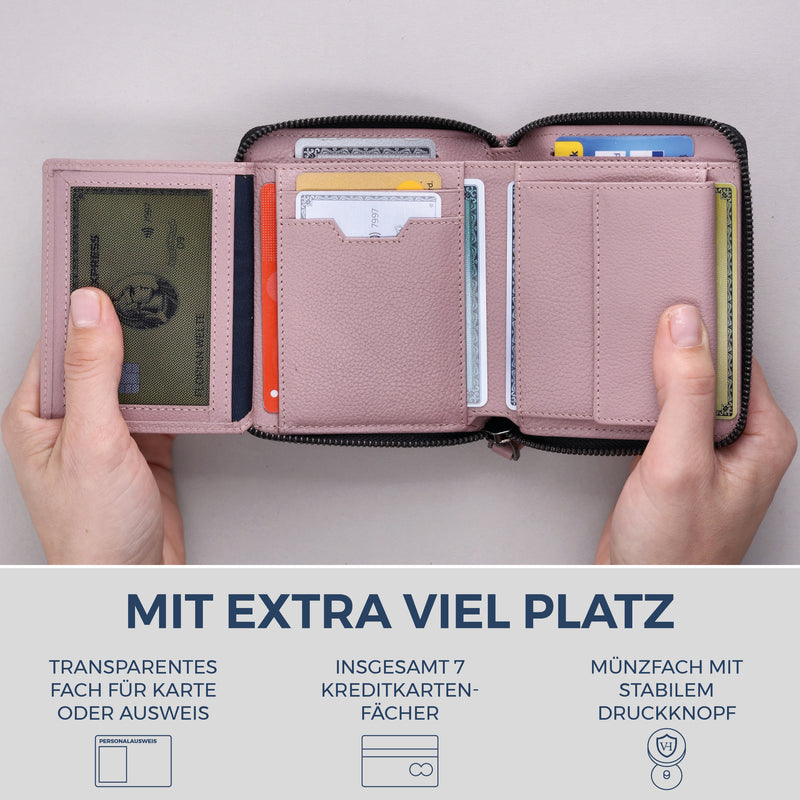 Geldbörse mit RFID-Schutz & 12 Kartenfächer (Genarbt)