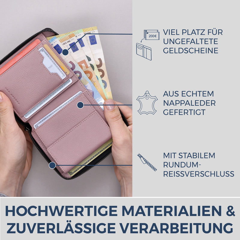 Geldbörse mit RFID-Schutz & 12 Kartenfächer (Genarbt)