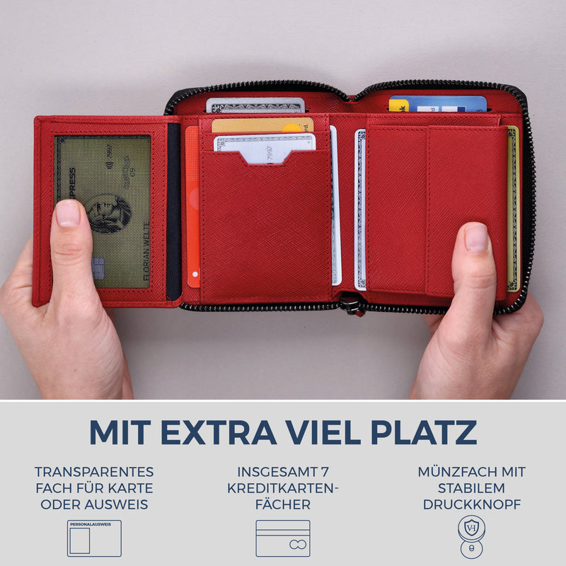 Geldbörse mit RFID-Schutz & 12 Kartenfächer (Saffiano)