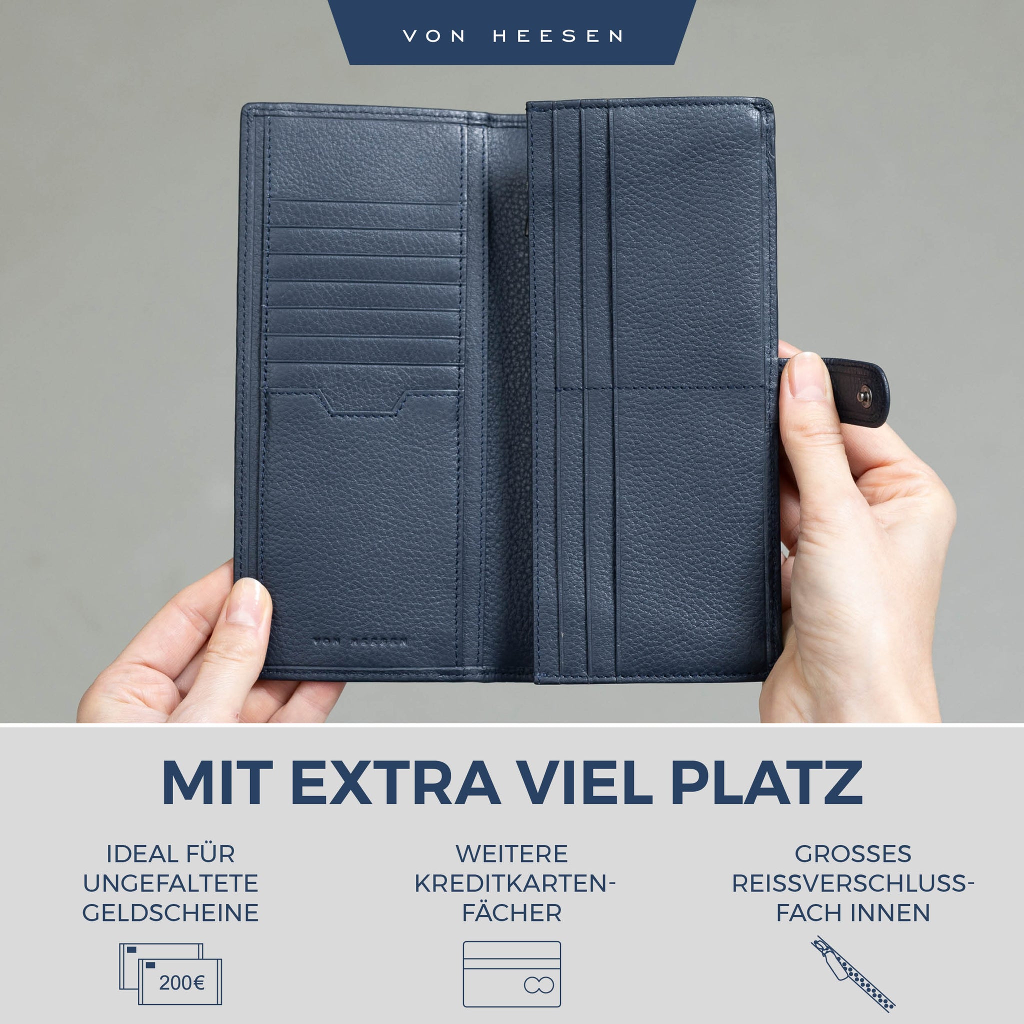 Geldbörse mit RFID-Schutz & 14 Kartenfächer (Genarbt)
