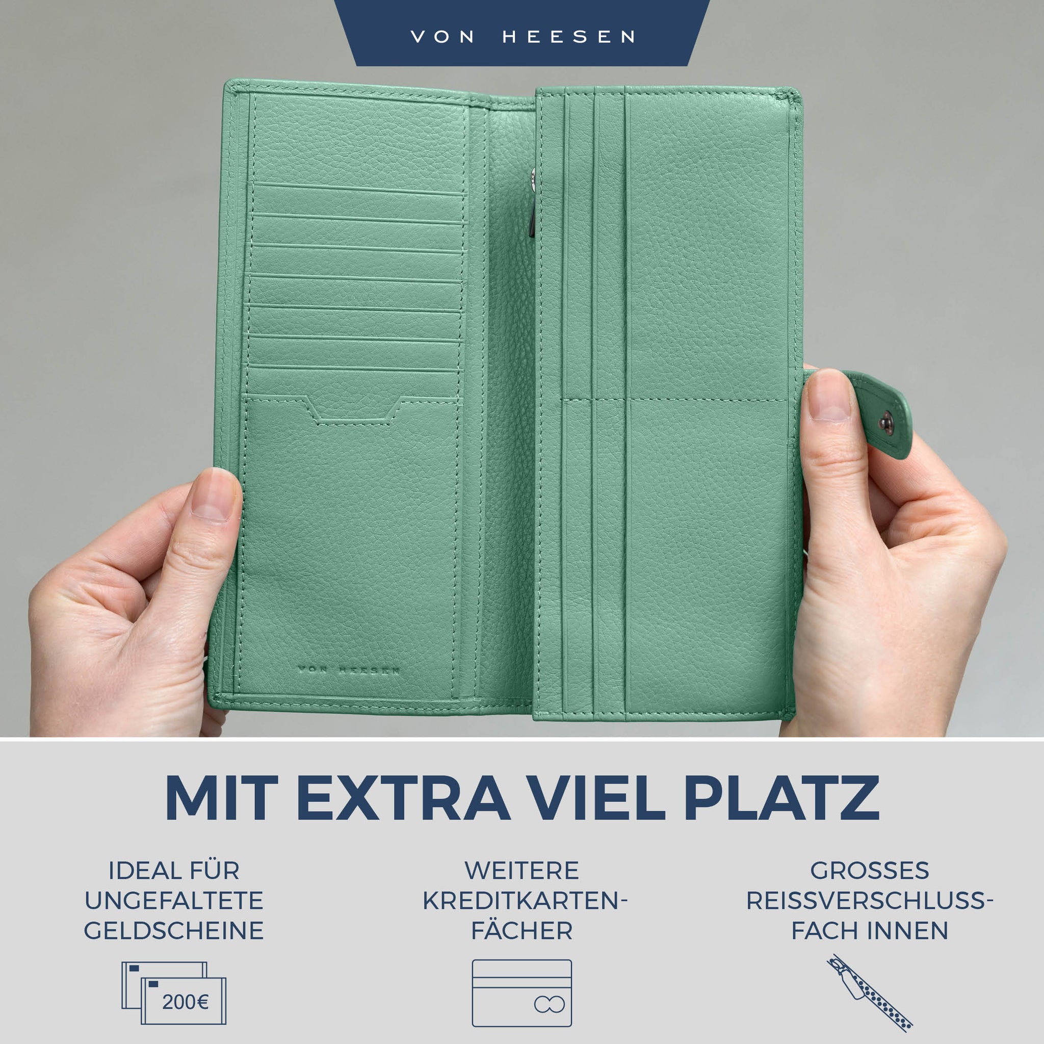 Geldbörse mit RFID-Schutz & 14 Kartenfächer (Genarbt)