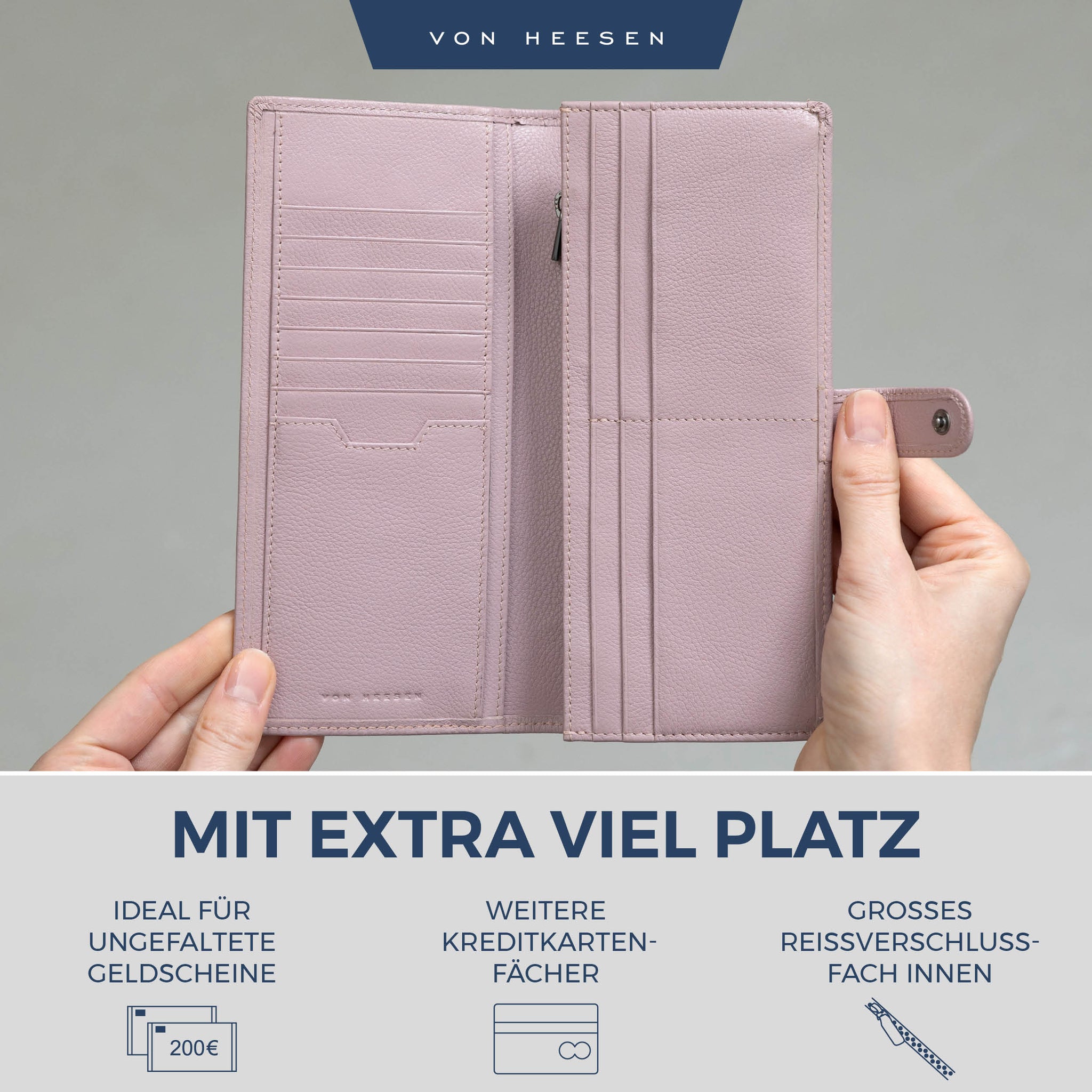Geldbörse mit RFID-Schutz & 14 Kartenfächer (Genarbt)